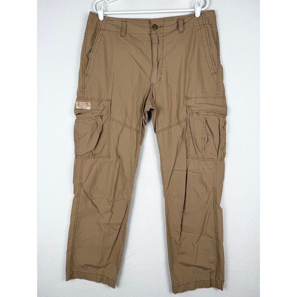 Vtg Y2K Polo Jeans Company Cargo Pants Mens 36x32 Brown Straight Leg Utility
